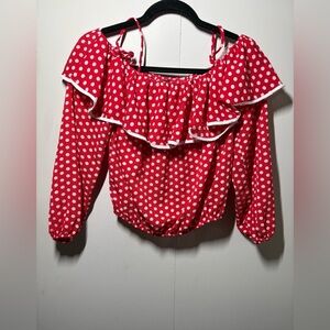 Red Polka Dot Off-Shoulder Top